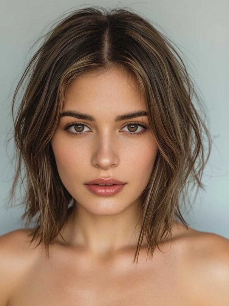 Angled Bob Haircuts with a Center Part: Symmetrical Style
