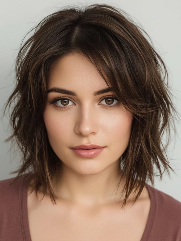 Angled Bob Haircuts with a Deep Side Part: Drama and Elegance