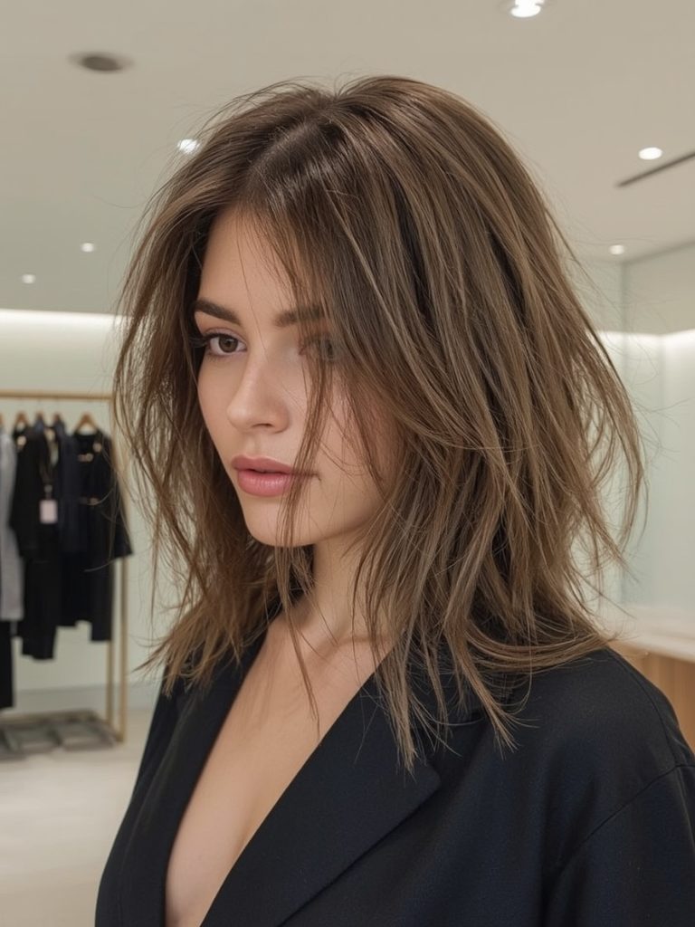 27. Layered with Highlights – Shoulder Length for Fine Hair